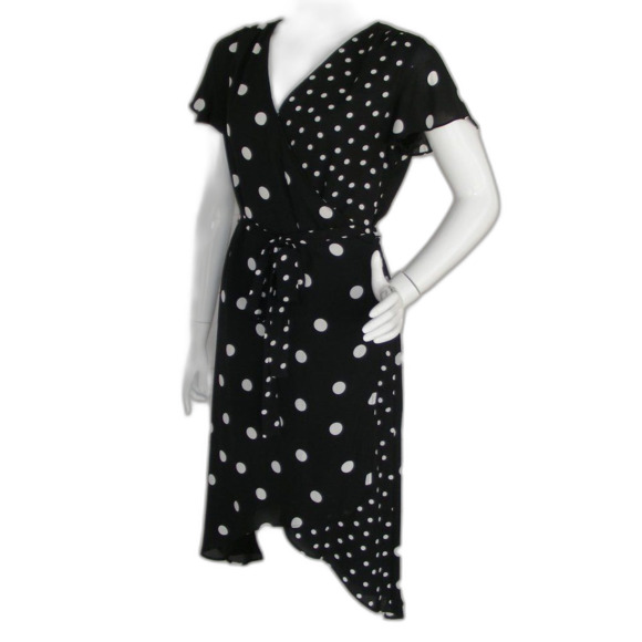 WORTHINGTON Wrap Dress, M, Varying Polka dots, Flutter sleeve - Picture 3 of 11